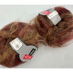 2 MUENCH Yarn FURRARI Mohair Acrylic Blend Red Gold #M4401 Made in France